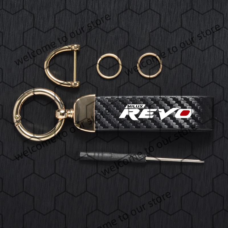 Premium Carbon Fiber Textured Leather Keychain with Horseshoe Buckle