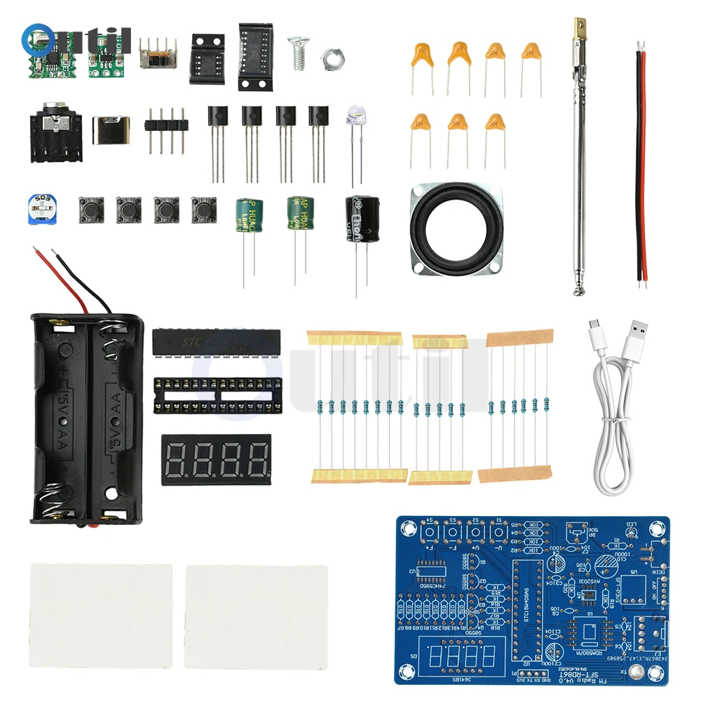 FM Radio Electronic DIY Kit with Digital Tube Display and Microcontroller Learning Assembly