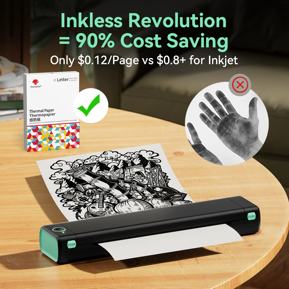 Phomemo M08F Wireless Tattoo Transfer Printer Tattoo Transfer Thermal Copier Machine Compatible with Smartphone PC