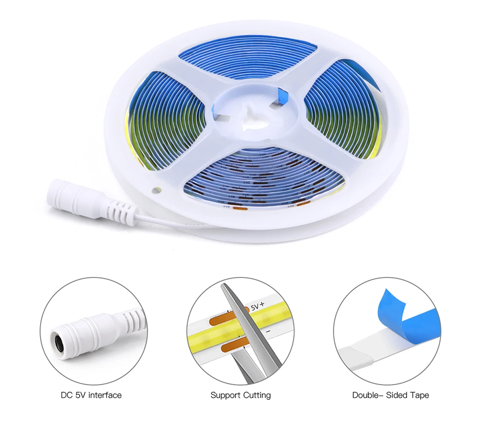 Description Picture 5 of itemCOB LED Strip DC5V USB Cable Power Led lights strip Under Cabinet Lighting Home Wood Table Punch Touch Switch Dimmable Lamp