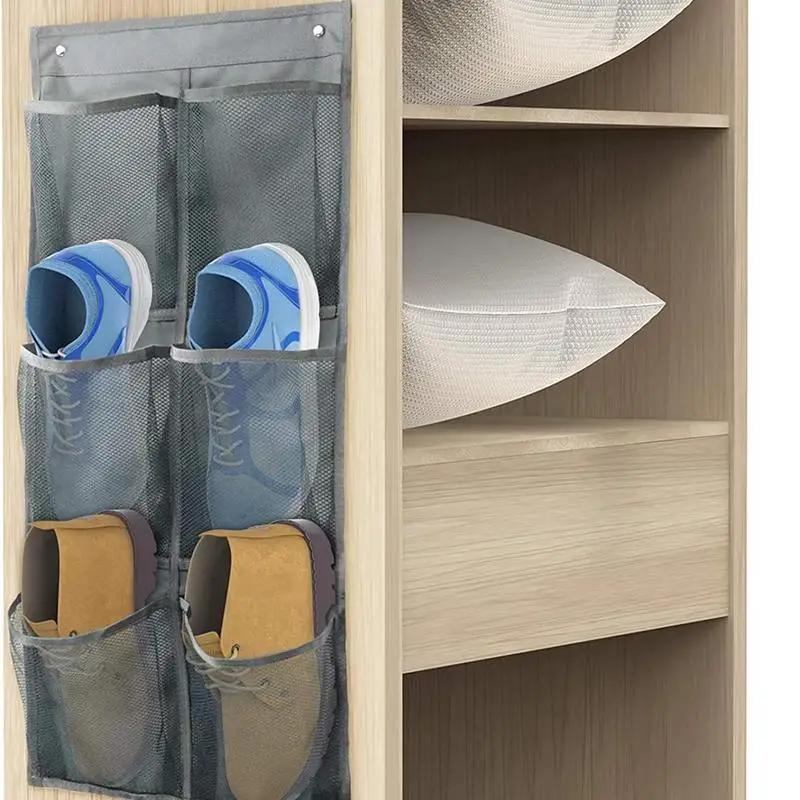 6 Grids Wall-mounted Sundries Organiser non-woven Fabric Closet Storage Mesh Bag Pocket Clear Hanging Over The Door Cloth Box 5