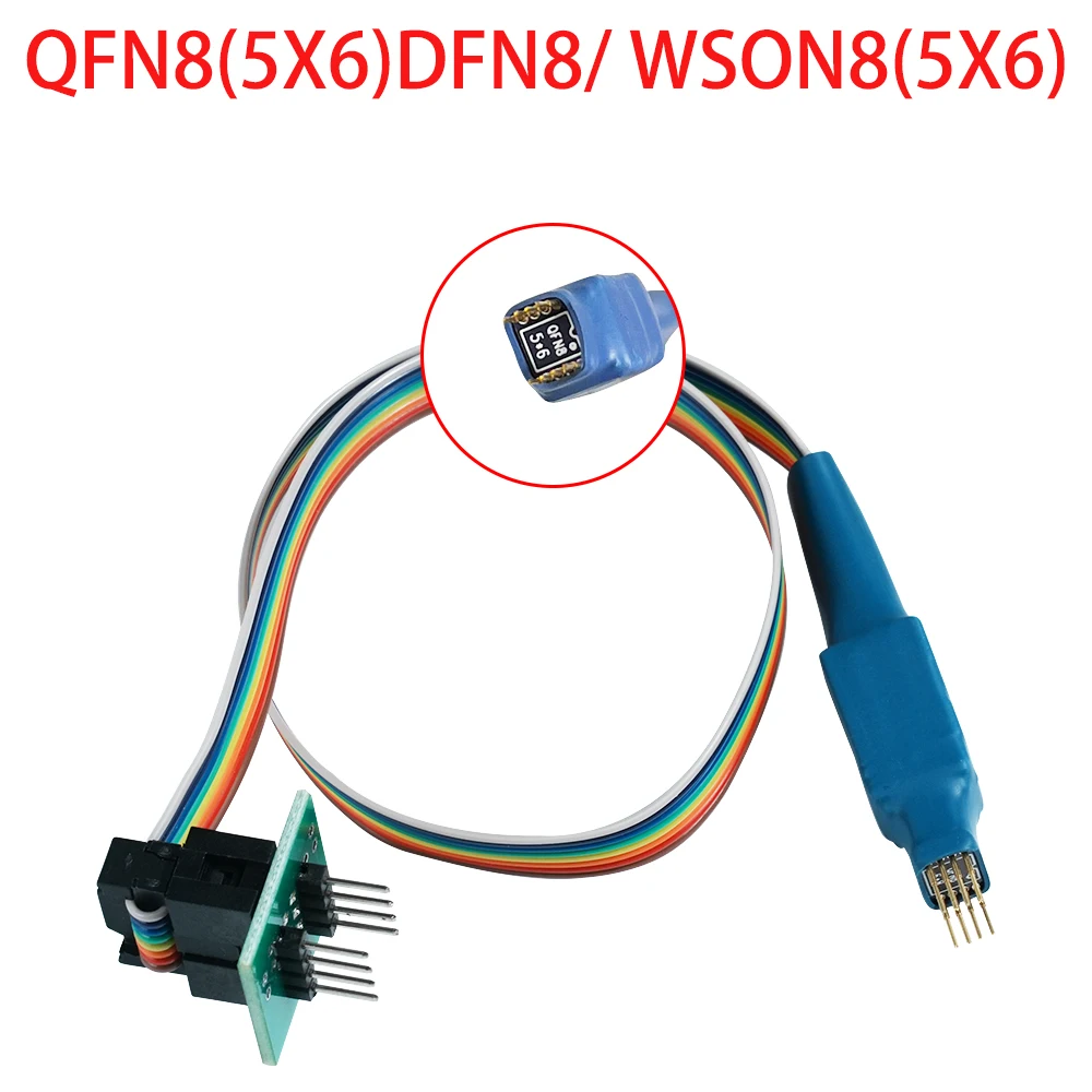 Línea de sonda de Chip DFN8 QFN8 WSON8 a dip8, aguja de lectura y escritura, 1,27, 6x8, 6x5, SOP8, 150/200-208 MIL, SONDA DE PRUEBA Para RT809H/F