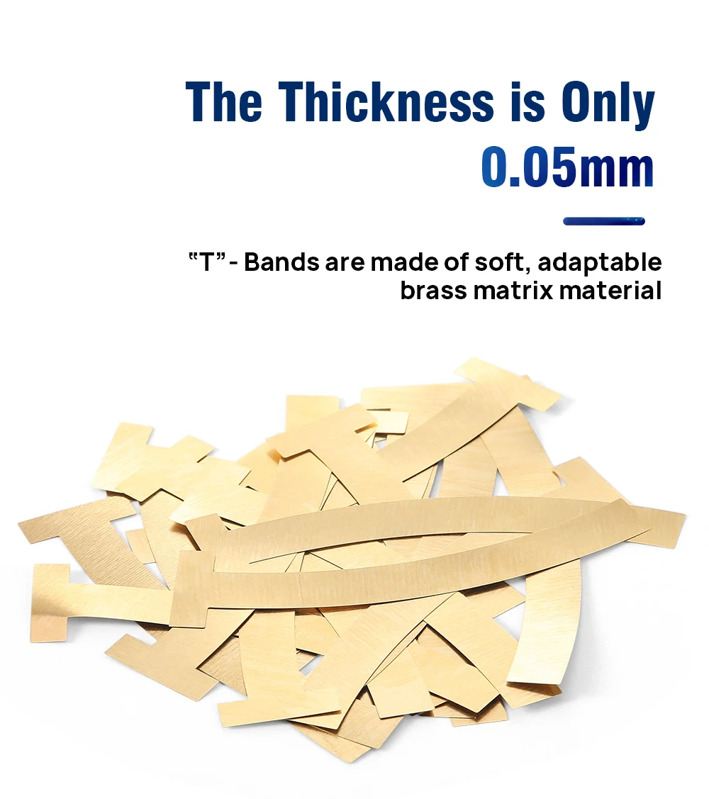 20 teile/paket AZDENT Dental T Form Matrix Bands T-Band Metall Matrizen Bands Gebogene Gerade Messing Stahl Refill Forming blatt – Detail 6