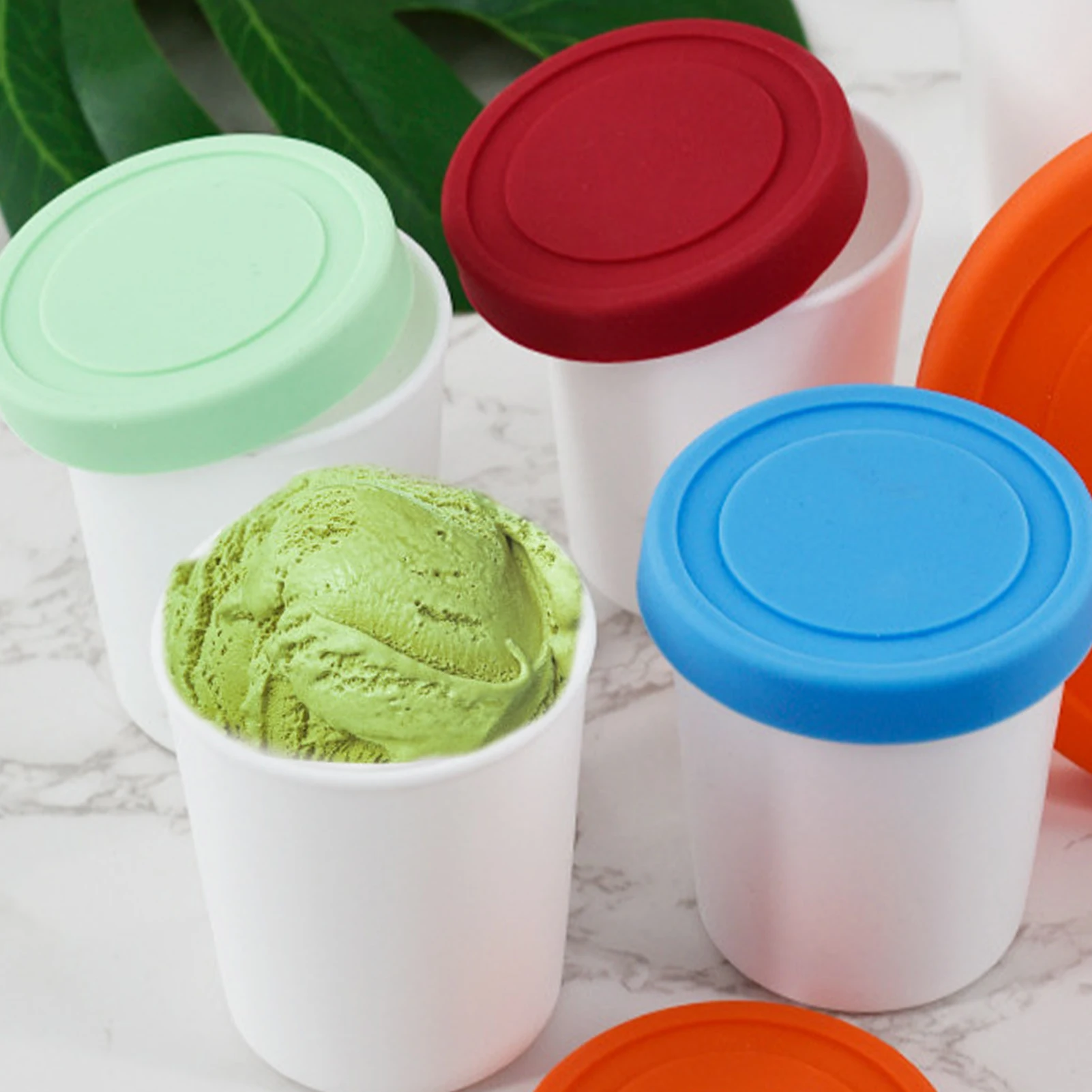 New 1L Capacity Round Ice Cream Containers Cup Reusable Freezer