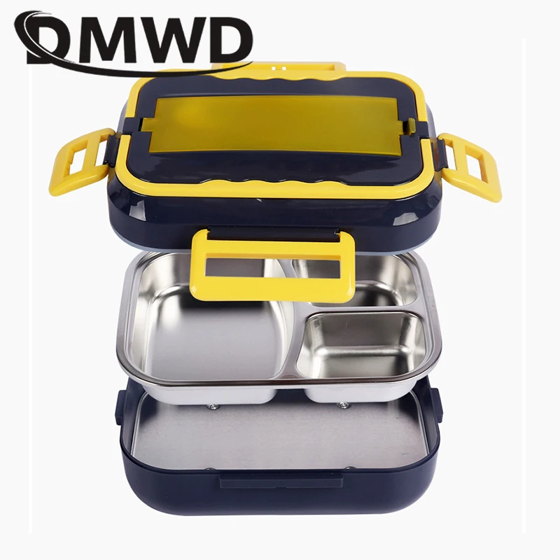 110V/220V/12V Portable Electric Heating Lunch Box Container Stainless Steel Meal Heater Home Car Rice Cooker Food Steamer Warmer