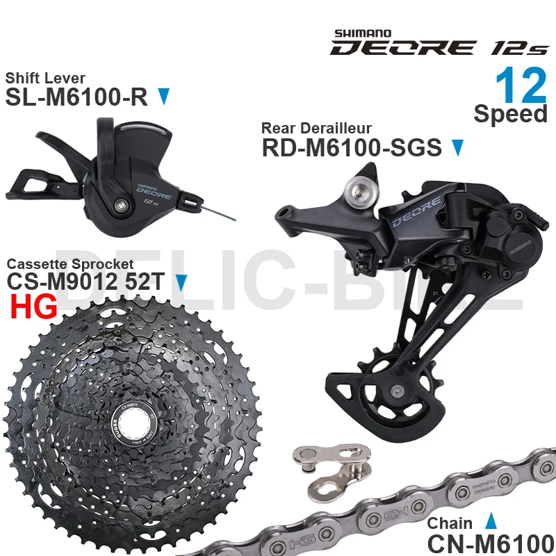 SHIMANO DEORE M6100 12speed Groupset SHIMANO DEORE M6100 12speed Groupset with Right Shifter Rear Derailleur Chain Original and SUGEK 11-50T 52T Cassette Sprocket