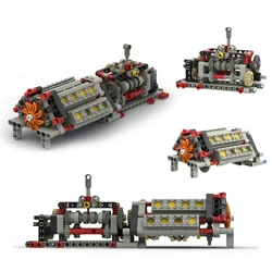 Moc Technology 6 Gear Motor Transmission Model V16 Engine Combination Assembled To Build the Electro-mechanical Group
