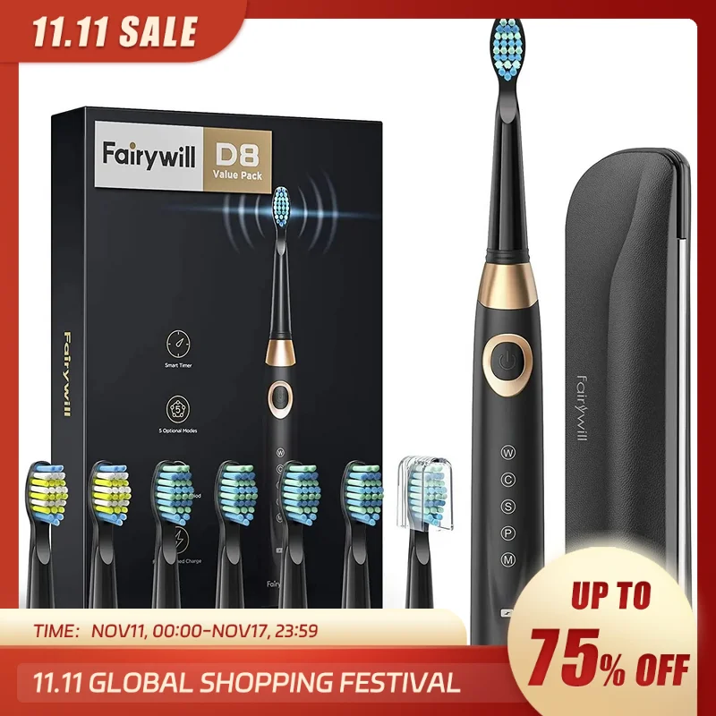 FairywillElectricToothbrushesforAdultsKids5ModesSmartTimerRechargeableWhiteningSonic