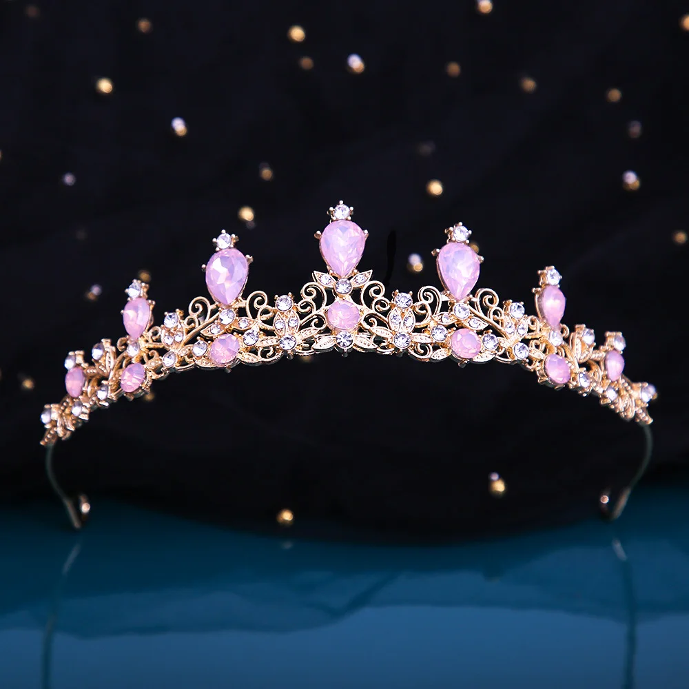 DIEZI Sweet Cute 12 Colors Girls Opal Crystal Tiara Crown For