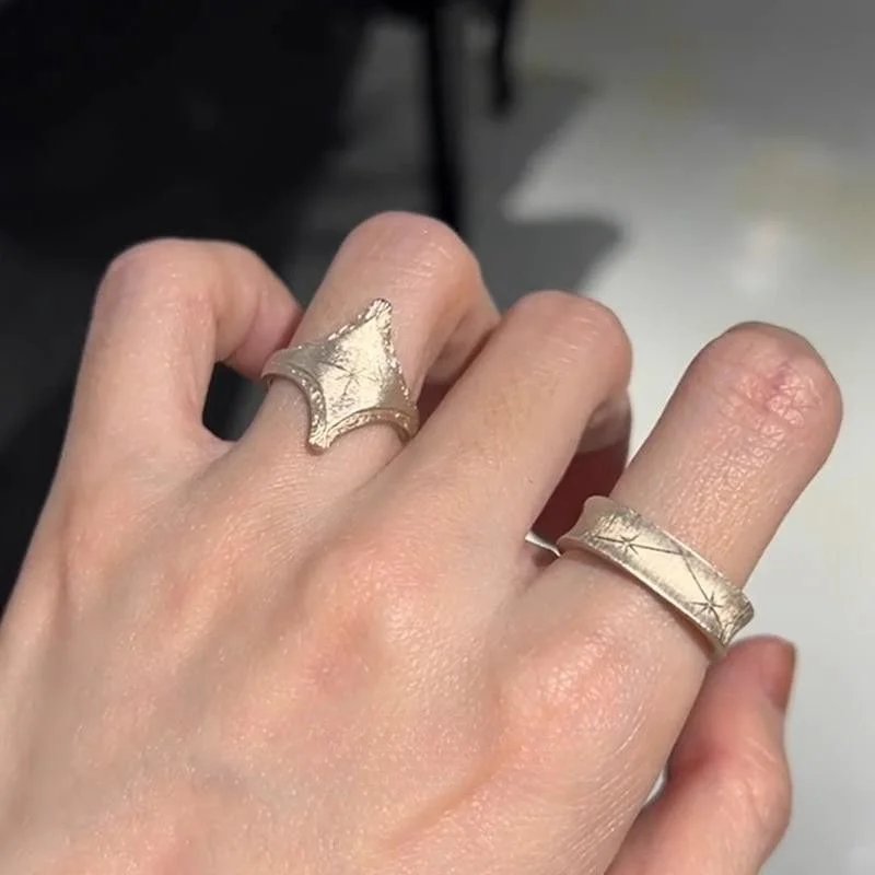 Fashion Sliver Color Rhombus Rings For Women Minimalist Handmade Star Fine Ring Fine Jewelry Gift Prevent Allergy