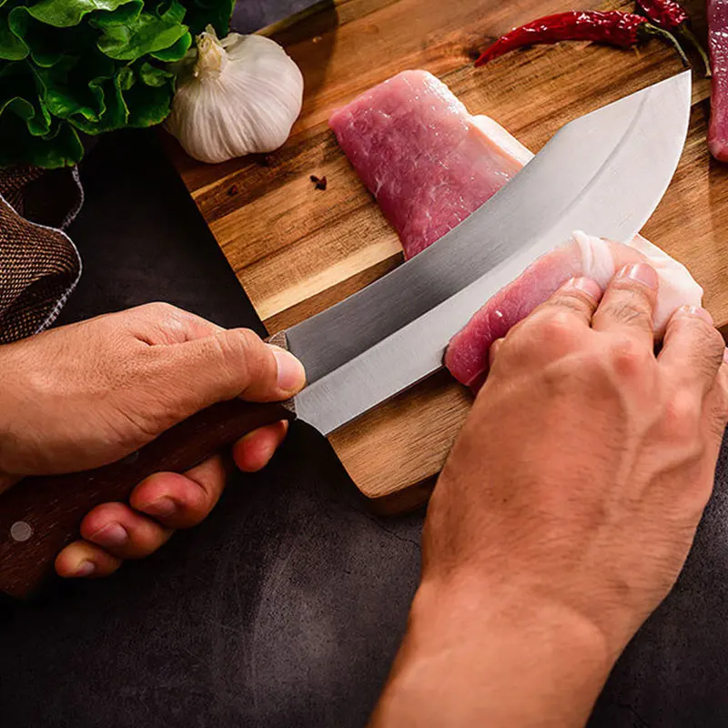 Cleaver Knife High Carbon Steel Kitchen Knives Meat Vegetables Fish Chicken Chef Knife Wood Handl Cooking Butcher Damascus knife