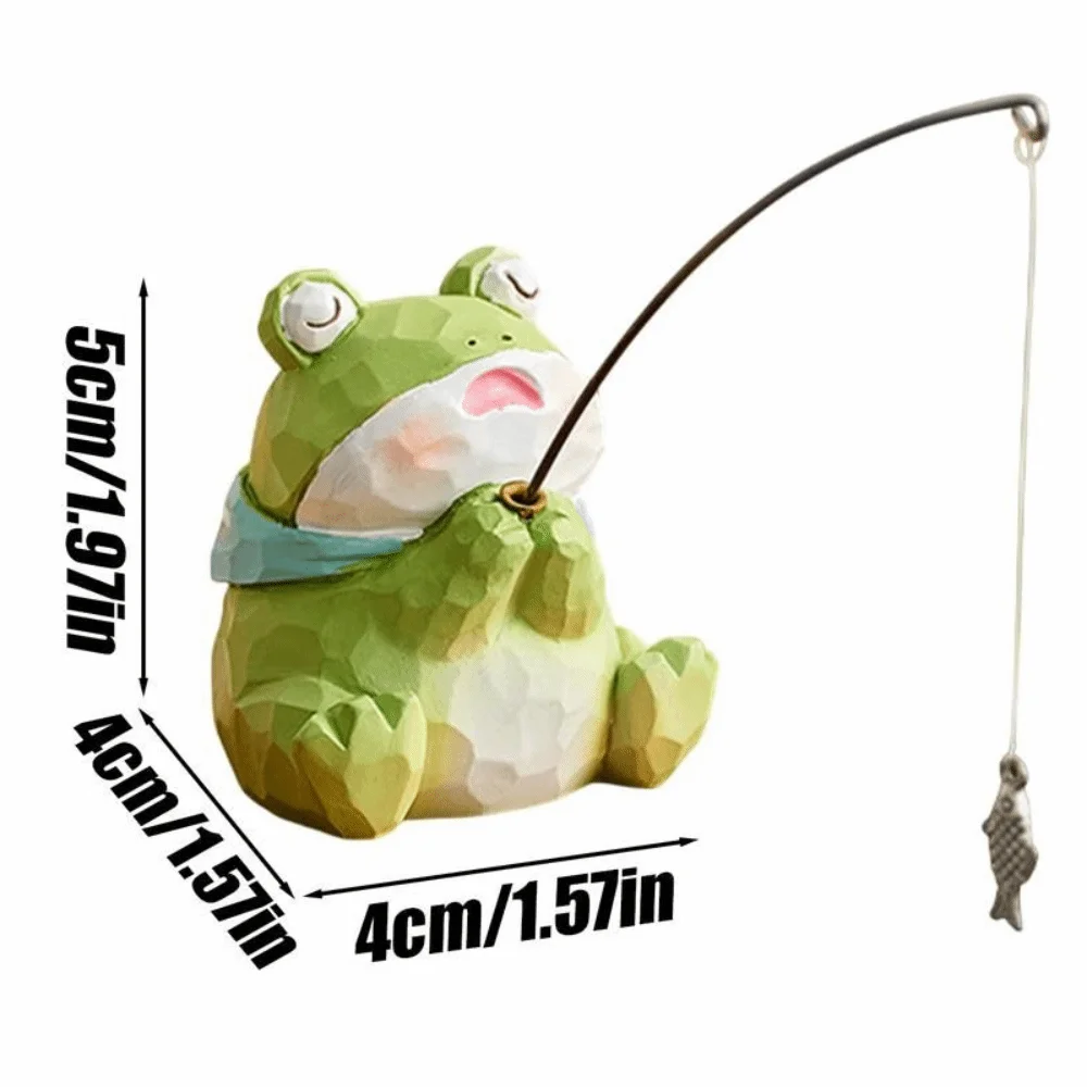 Resin Animal Fishing Ornaments Handmad Statue Screen Animal Model Crafts Desk Ornament Computer Monitor Decorations