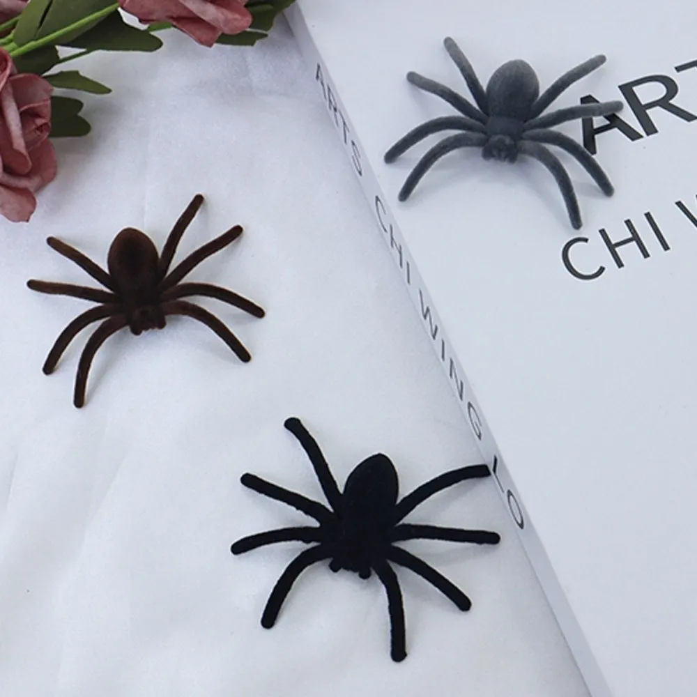 10PCS Spider Model Mini Halloween Plush Spider Simulation Scary Fake 3D Spider Toy Realistic Artificial Spider Outdoor Yard