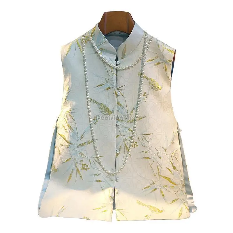 Women Chinese Shirt Vintage Stand Collar Plate Button Top