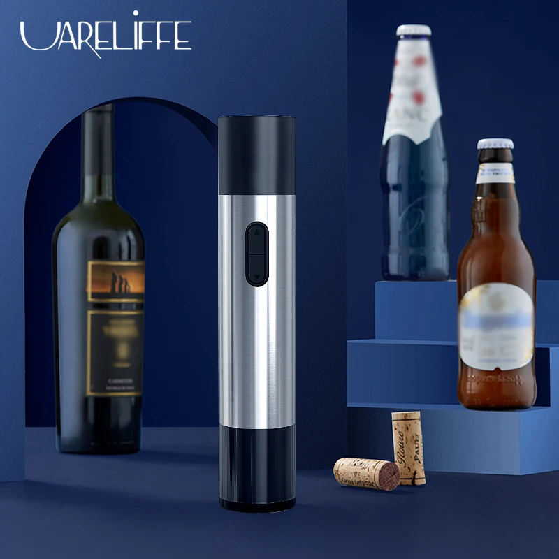 

Uareliffe 2-In-1 Electric Wine Beer Opener Rechargeable Automatic Corkscrew Can Opener With Foil Cutter Kitchen Accessories