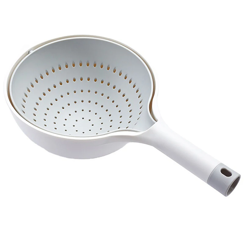 Lot De 2 Paniers D'égouttage Rotatifs Pour Fruits Et Légumes Avec Passoire, égouttoir Portable, Idéal Pour La Maison, La Cuisine, La Préparation Des Repas, Panier De Rinçage Multifonction (blanc Et
