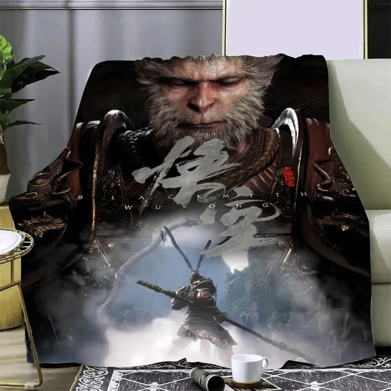 Game Black Myth Wukong Printed Blanket Picnic Blankets Warm Blanket Soft and Comfortable Blanket Home Travel Birthday Gift 5