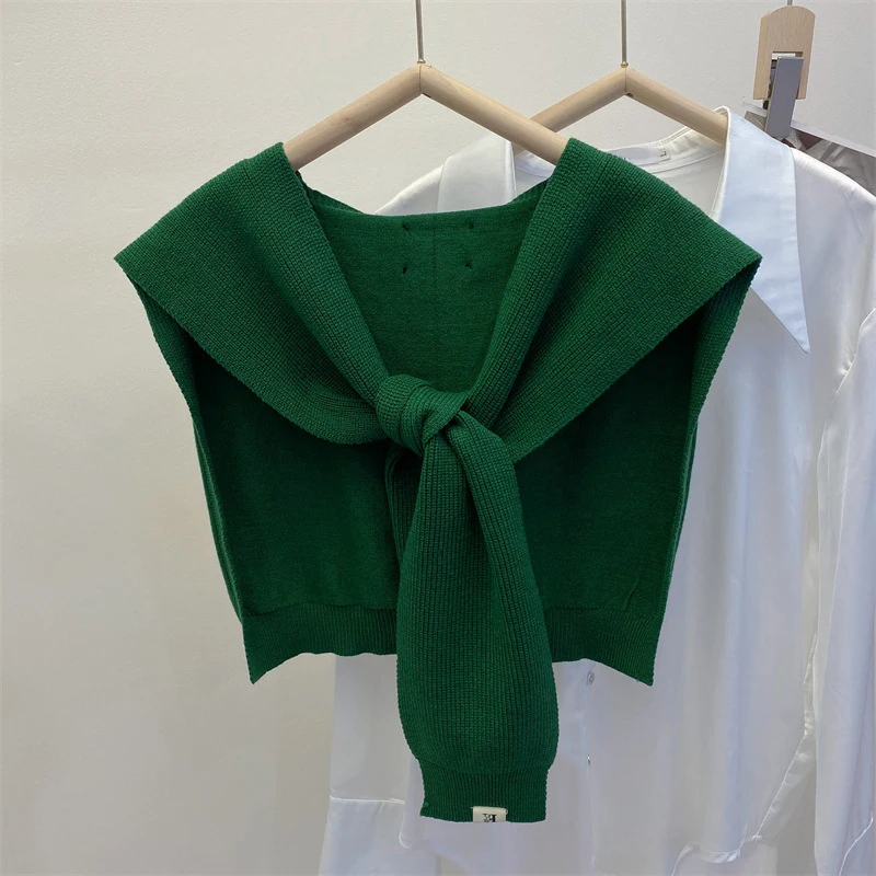 

Korean Solid Color Shirt Detachable Collar Shoulder Wraps for Women Knitted Fake Collar Shawl Female Removable False Collar