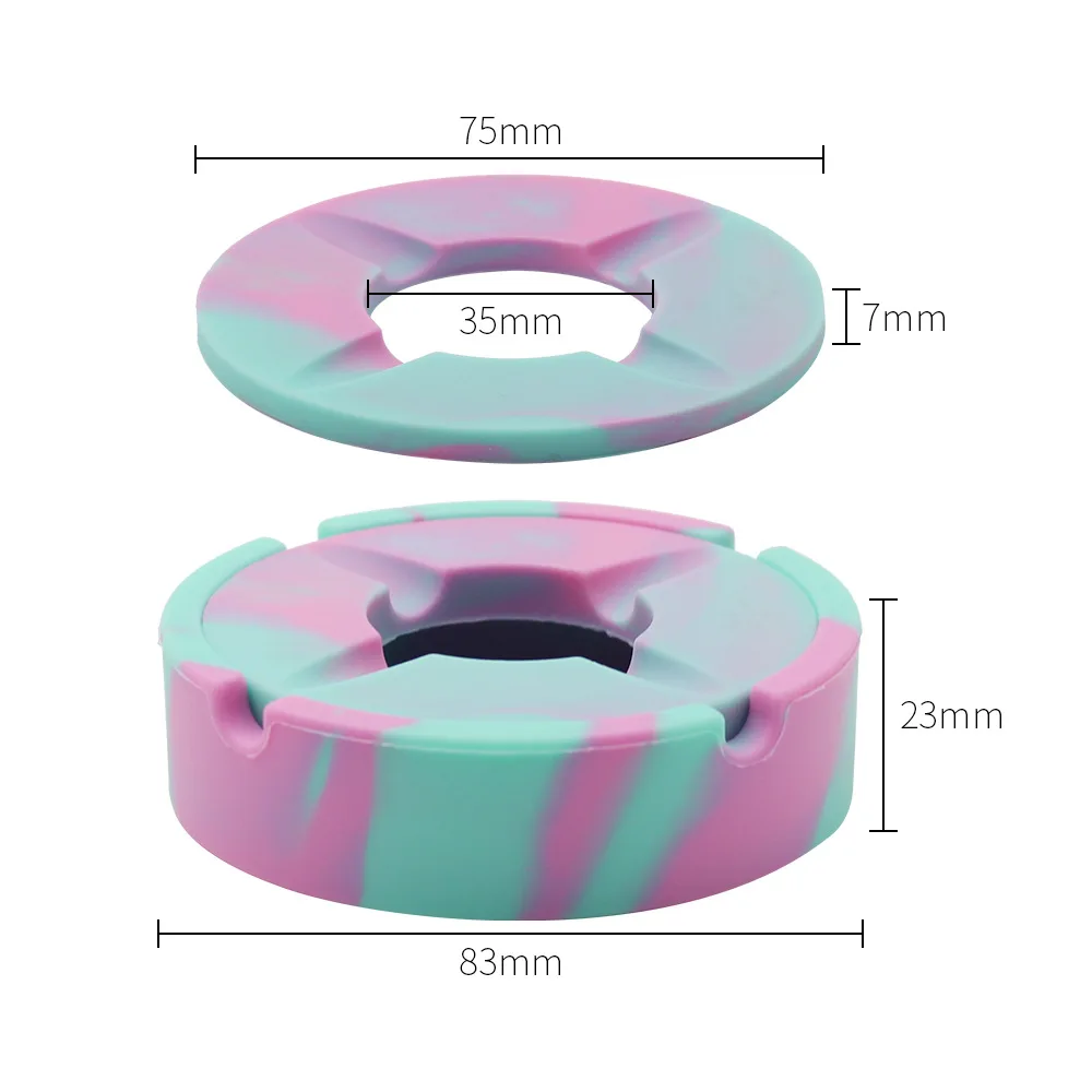 Round Food Grade Silicone Ashtray Lid Windproof Ash Tray Cigarette silicone ashtray