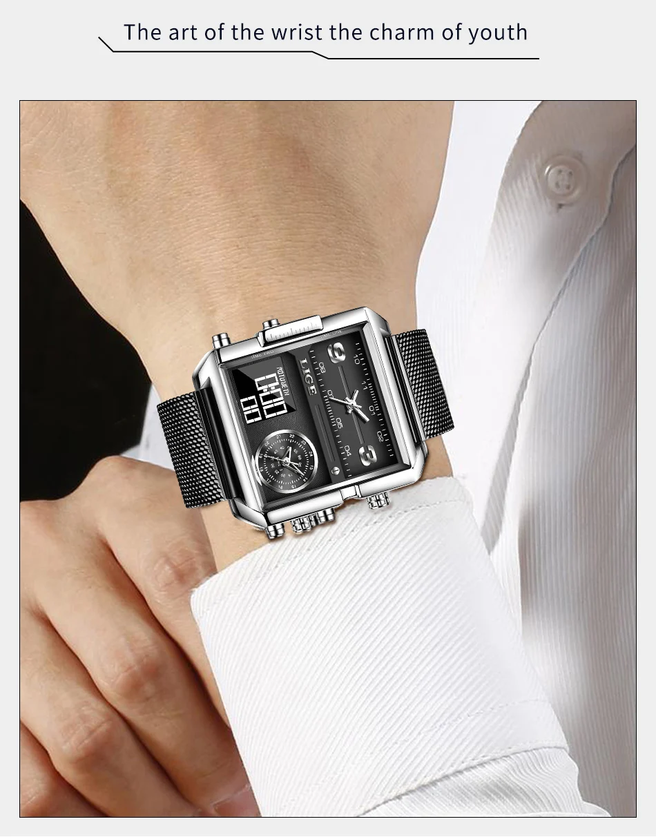 3 Time Zone Led Digital Watch