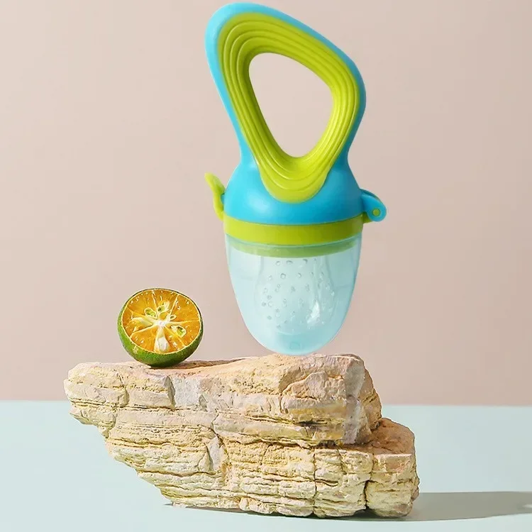 1 יחידה מזין פירות לתינוק מסיליקון עם מכסה מזין לתינוק מזון טרי ירקות תוסף מרגיע ניבלר להאכיל ולהקלה על הגרון