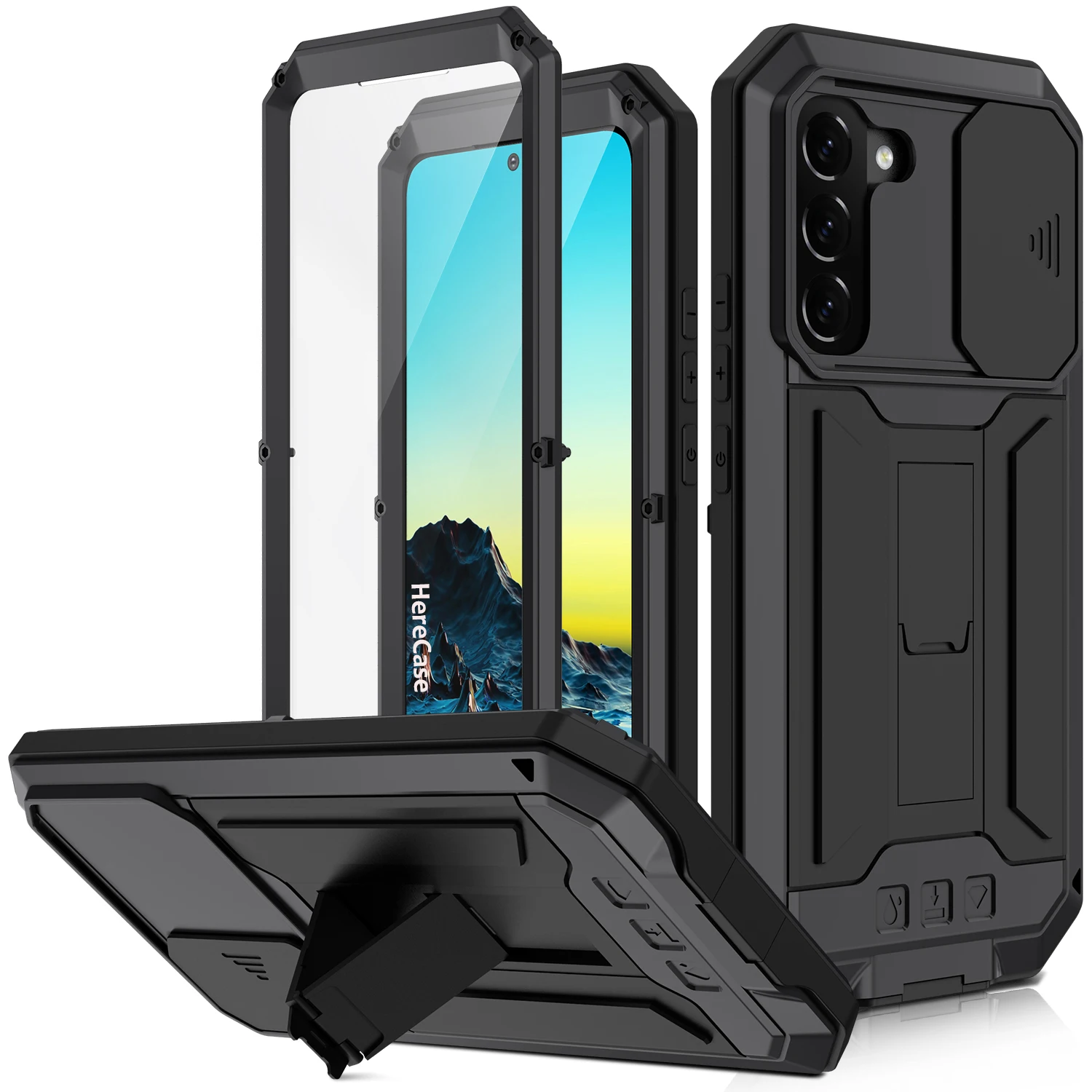 

360 Armor Metal Case With Screen Glass Protector For Samsung Galaxy S22 Plus S22 S21 Ultra Shockproof Holder Funda Cover