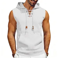 Nouveau débardeur à capuche sans manches pour homme, style décontracté, avec cordon de serrage et poches, idéal pour l'été, le hip-hop et l'entraînement sportif. 5