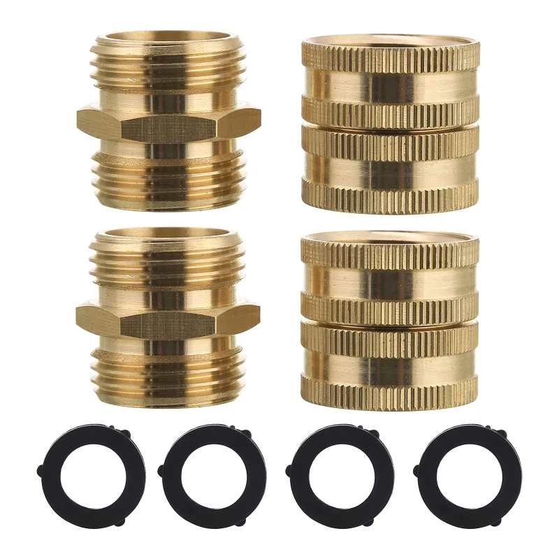 

Hose Adapter Male to Male Female to Female Rustproof 3/4'' Brass Connector Anti Deformed 4 Pieces Adapter with Washers