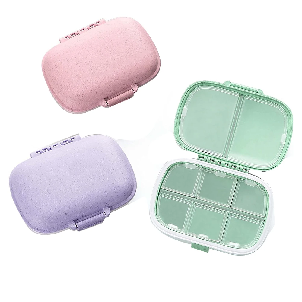 

3 Pack 8 Compartments Travel Pill Organizer Moisture Proof Small Pill Box for Pocket Purse Daily Pill Case Portable