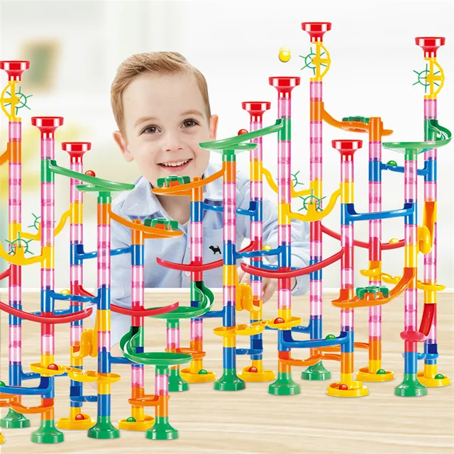 105Pcs DIY Track Pipe Building Blocks For Children Ball Circuit Marble Race Run Maze Balls Educational Toys Gift Blocks 2