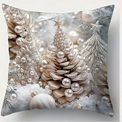 Festive Christmas Decorative Cushion with Santa & Snowman Design - 60x60cm (1)
