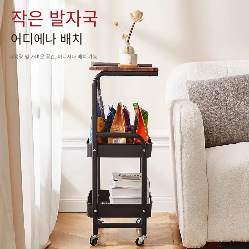 Mobile Storage Rack Floor Standing Multi-layer Bathroom Kitchen Living Room Storage Rack with Wheels