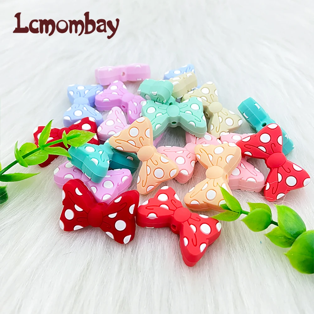 Baby Silicone Beads 10pcs New Bow Tie Beads BowKnot Teether Baby Toy DIY Pacifier Chain Necklace Accessories teething toys silicone teething toys baby teething toys silicone beads silicone teether silicone teething beads