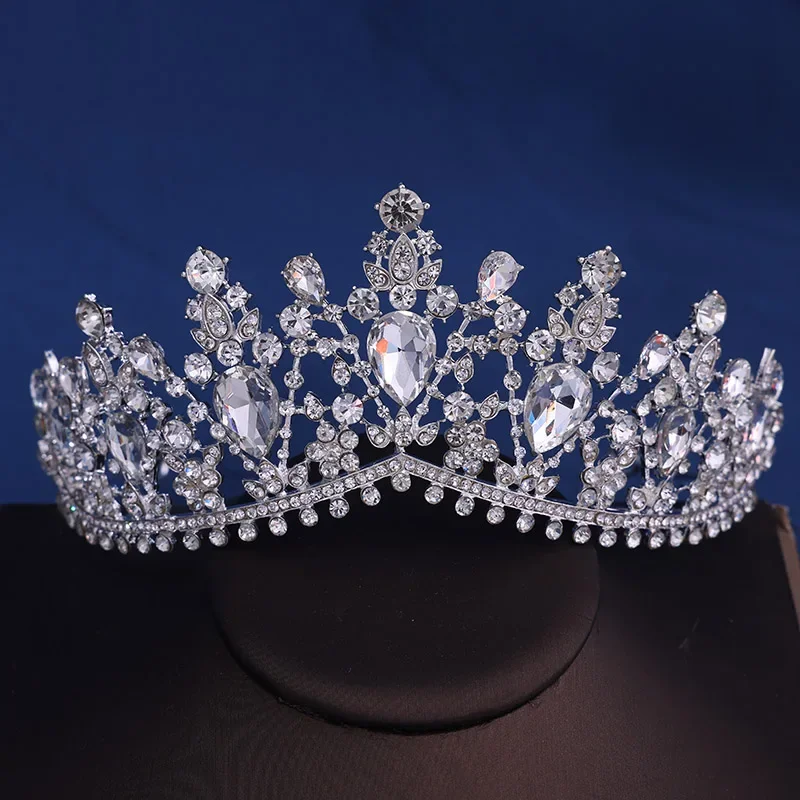 Barocke Kristall Tiaras und Krone Strass Prom Diadem Stirnband Braut Hochzeit Haarschmuck Schmuck Krone Tiara für Frauen – Detail 4