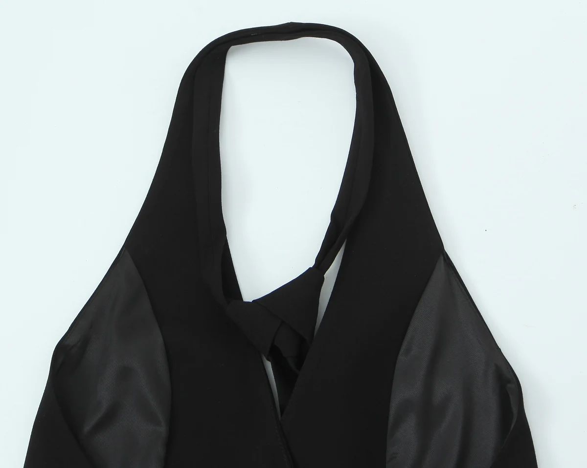 Women's Backless Top Summer New Arrival Black Sleeveless Halter Neck Tie Top Female Sexy Fashionable Casual Personality Vest