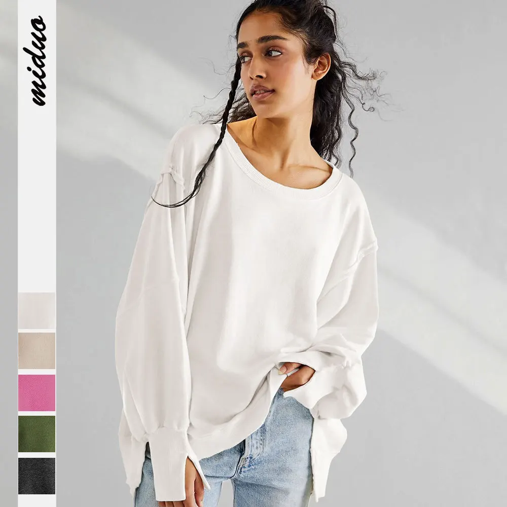 

Round Neck Sweater Women's Fashion Trend Sports Bottoming Shirt T-shirt Knitted Sweater Long-sleeved Top Sweatshirt