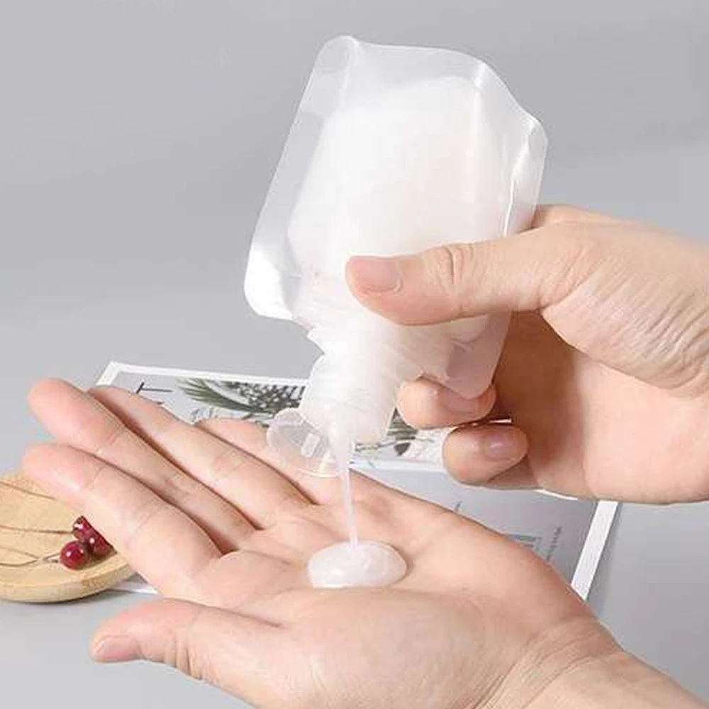 Transparent Clamshell Packaging Bag Plastic Stand Up Spout Pouch Portable Travel Fluid Makeup（Shampoo/Face Cream/Hand Soap）