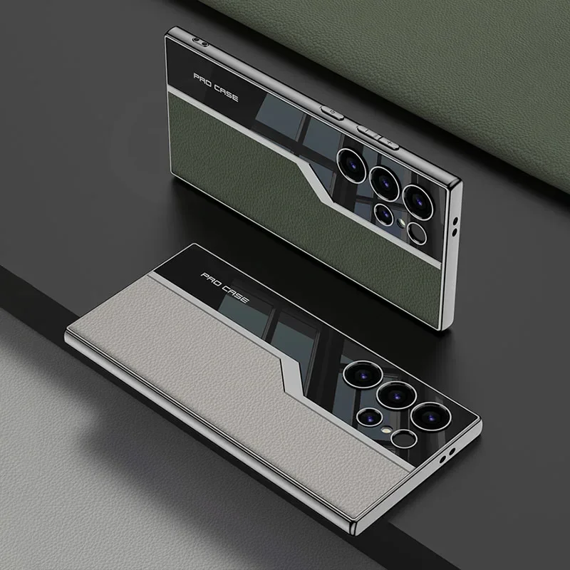 Leather Plating Soft Edge Case For Samsung Galaxy S24 Ultra Shockproof Camera Pr