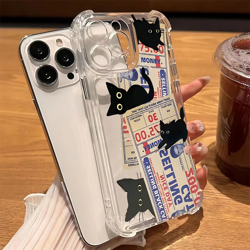 Angry Cat Doodle Anti-Fall Clear TPU Phone Case