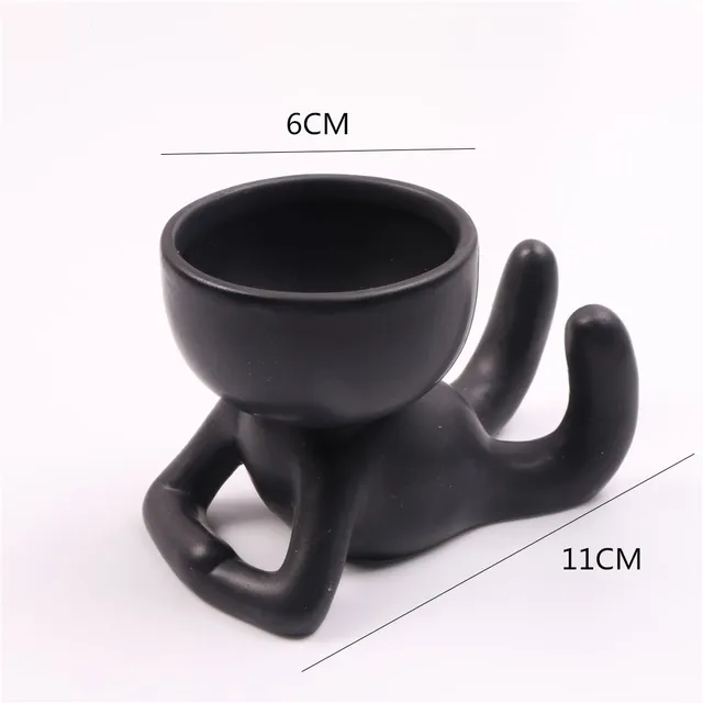 Humanoid Kerámia Virág Edény Ajándék Váza Portré Húsos Ültetvények Aranyos Születésnapi Otthoni Dekoráció - Image 5