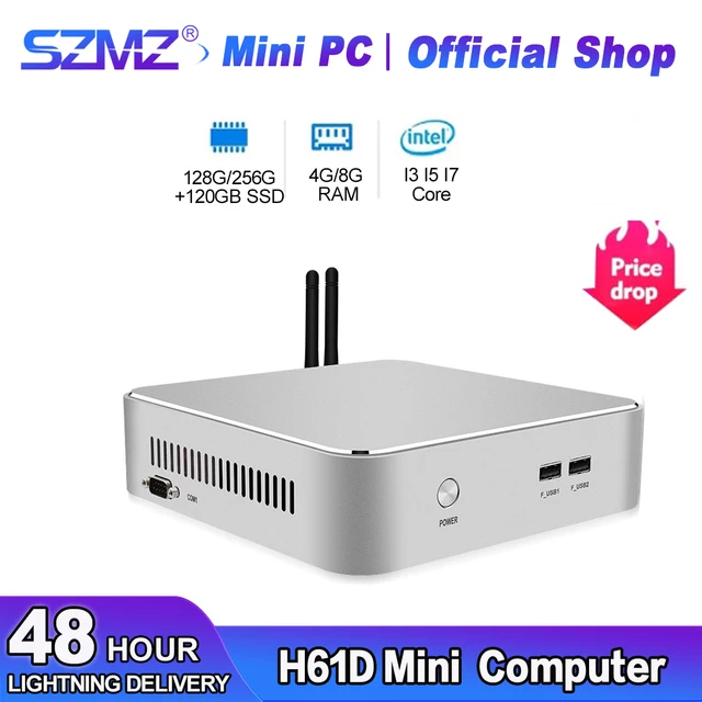 newest szmz fanless h61d mini pc intel core i3 i5 i7 processor barebone minpc ddr3 desktop