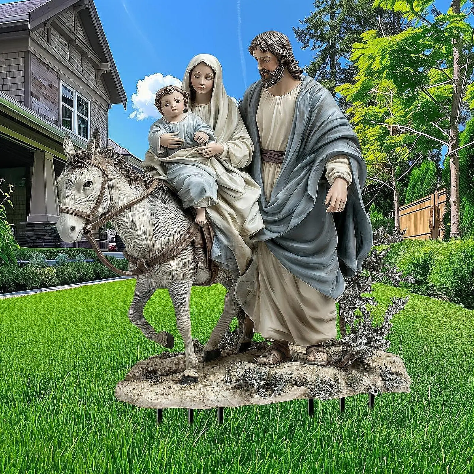 Holy Family Nativity Scene Christmas Decoration Stakes Patio Holidays Yard Party Decorative Creative Outside Ornament Yard Sign