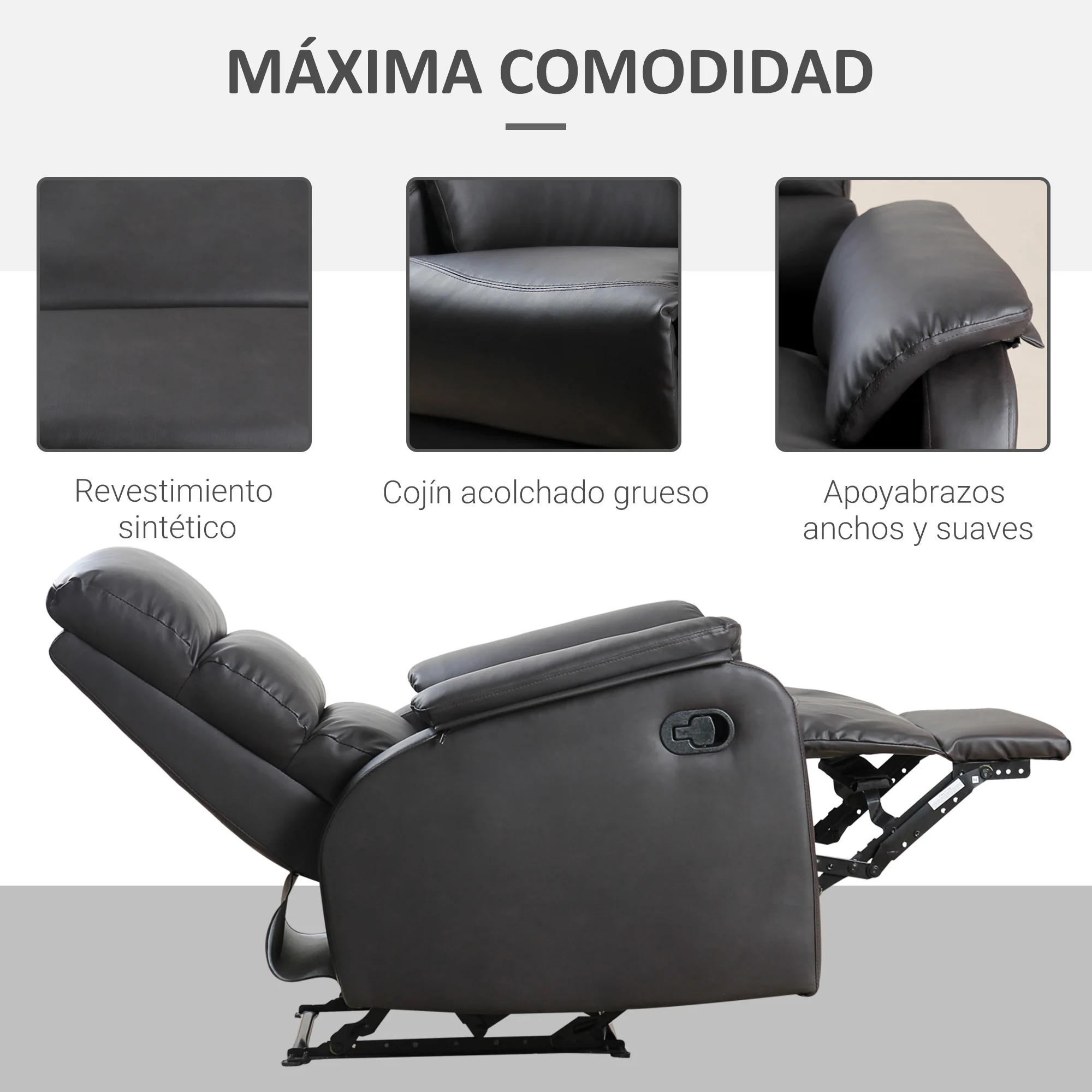 Sillón reclinable eléctrico relax de salón HOMCOM 95x90x105 cm