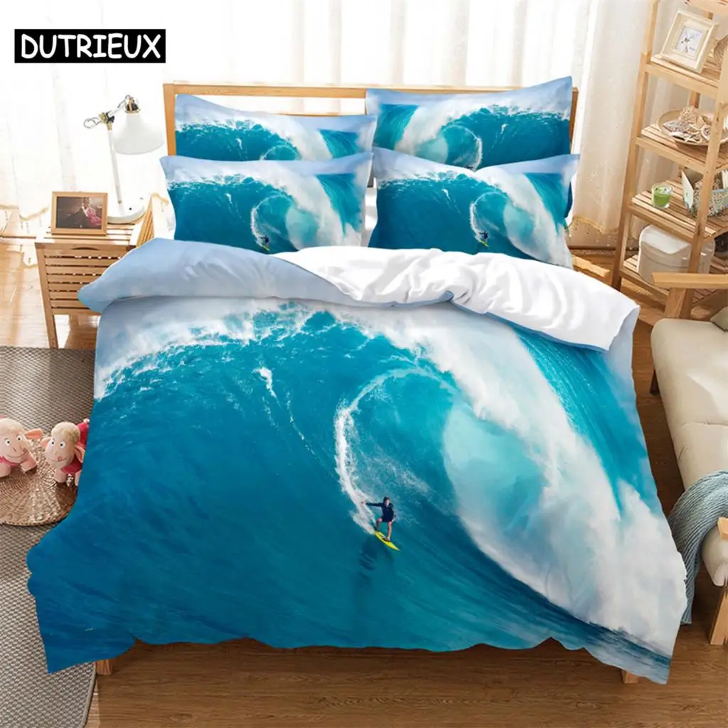 

Surf Bedding 3-piece Digital Printing Cartoon Plain Weave Craft For North America And Europe Bedding Set Queen