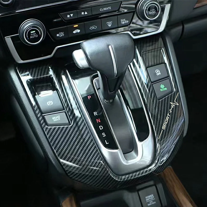 

1pcs Sport Shift Knob Carbon Fibre Gearbox Panel Decorative Covers Accessories For Honda CR-V CRV 5th 2017 2018 2019 2020 2021