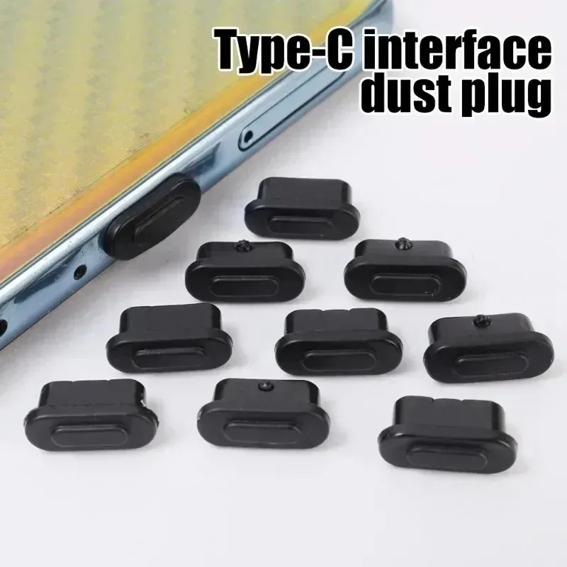Type-C Dust Plug USB Charging Port Protector - Plastic Cover Smart Phone Accessory (10/1 Pack)