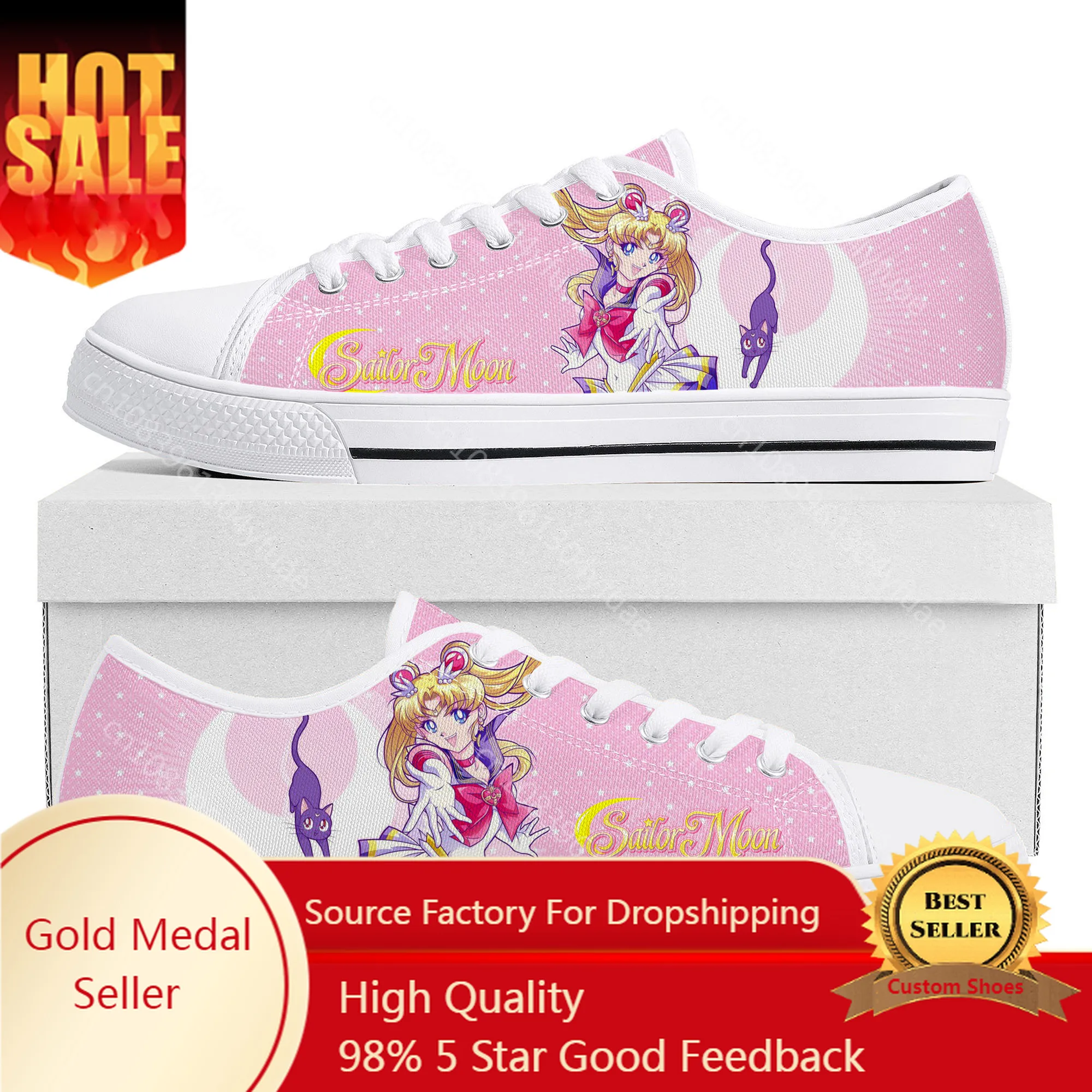 

Anime Moon Manga Cartoon Sailor Low Top Quality Sneakers Mens Womens Teenager Canvas Sneaker Casual Couple Shoes Custom Shoe