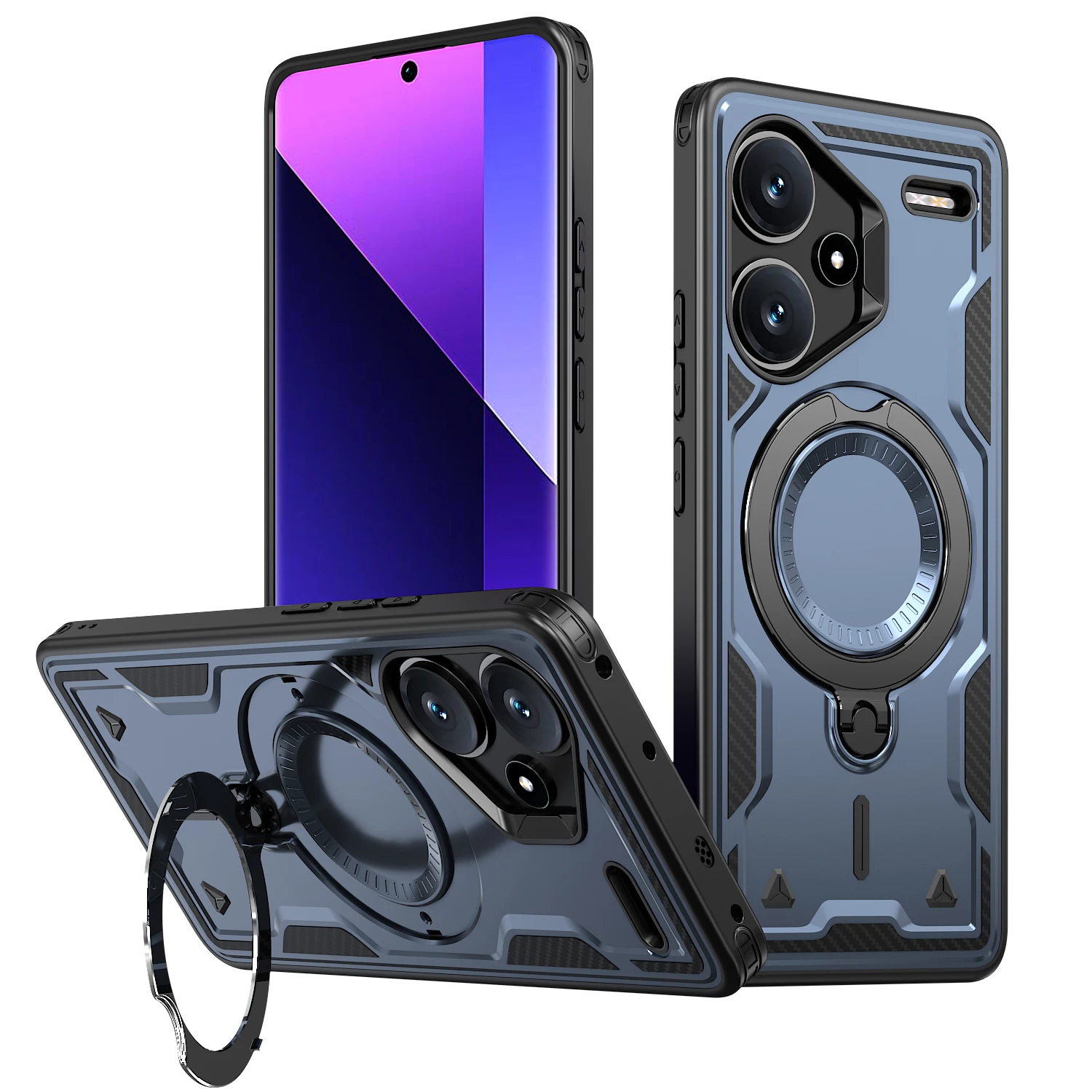 Für Xiaomi Redmi Note 13 Pro Plus 5G Hülle Militärische Rüstung stoßfest 360 ° Rotierender magnetischer Ringständer aus TPU-Kunststoff für Telefonabdeckung – Detail 22
