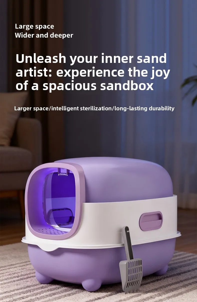 Fully Enclosed Cat Litter Box With Automatic Uv Odor Control_voghion.com