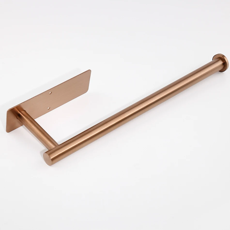 Rose Gold Toilet Paper Holder Adhesive 304 Stainless Steel Bathroom Kitchen Paper Towel Roll Rack Long Tissue Hanging Black paper towel holder toilet paper holder toilet paper rack toilet roll holder paper towel rack tissue holder